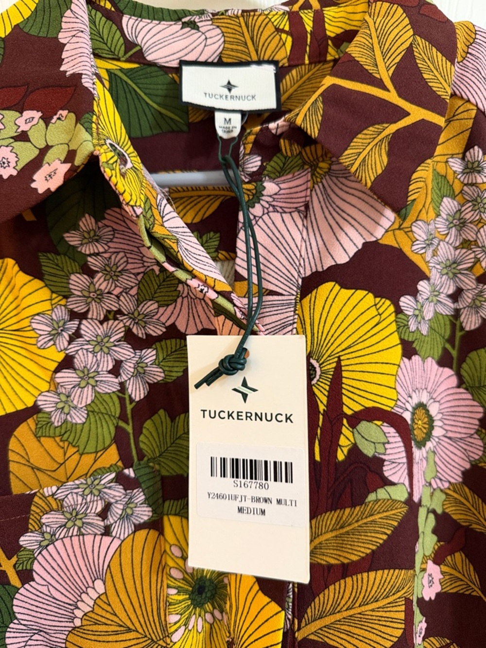 Tuckernuck Floral Mini Dress in Burgundy, Mustard & Pink - Picture 2 of 4